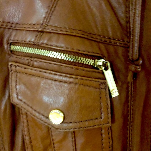 Michael Kors Tan Leather Jacket. - Picture 6 of 7